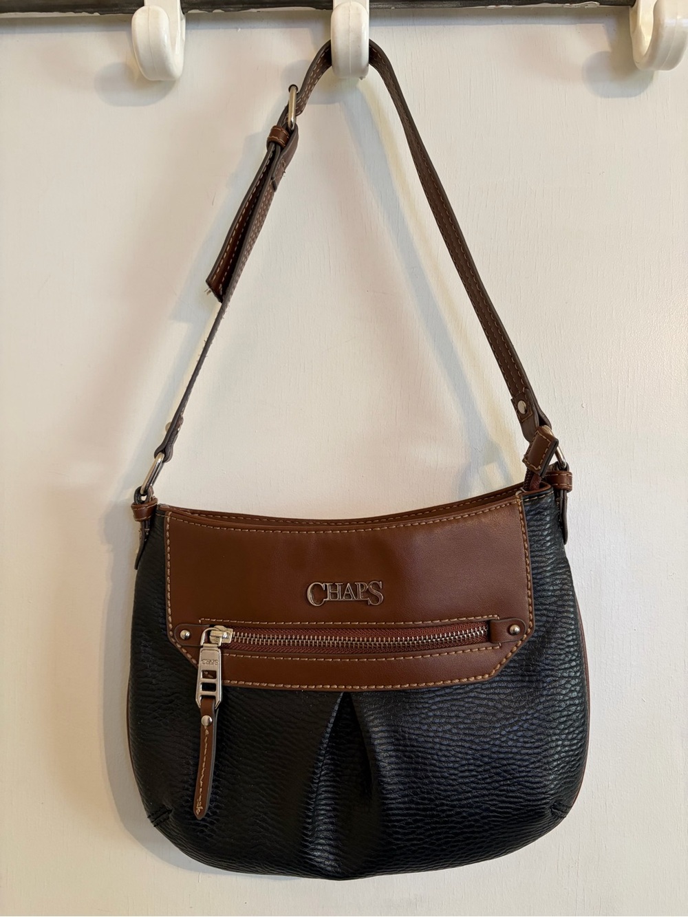 CHAPS Black & Brown Shoulder Bag Pink Interior Y2K Style